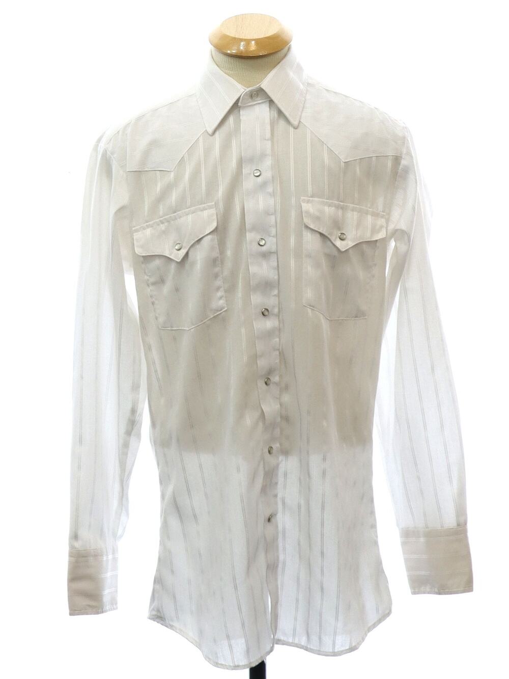 Vintage 80s Panhandle Slim White Pinstripe Pearl Snap Western Shirt Men's Small